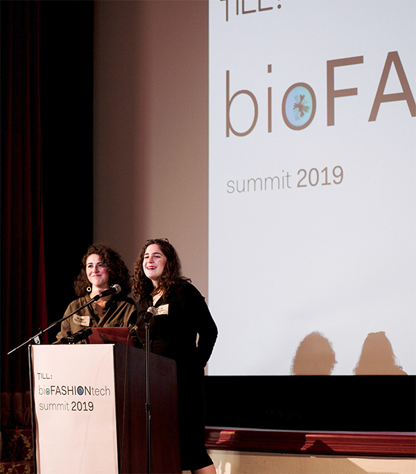 Olivia and Tessa Beltrano open the inaugural bioFASHIONtech Summit. Photo: Jessica Taylor