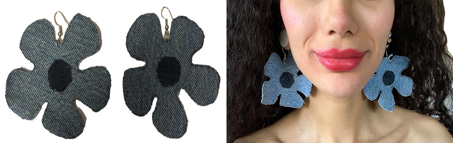 Your denim flower power earrings!