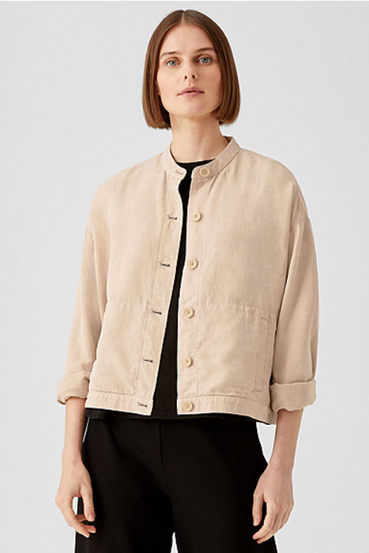 Eileen Fisher - Linen Blend Stand Collar Jacket