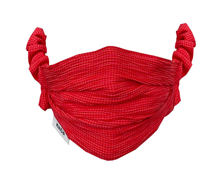 KkCo - Face Mask in Red Check $25What we like:-It looks super comfortable-Made in LA-Deadstock cotton fabric-Filter Opening-Can be worn around the hair when not in use