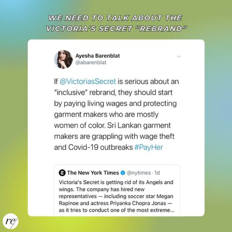 Our friend Ayesha from Remake calling out Victorias Secret on Twitter