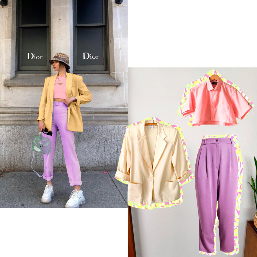 etsy-vintage-80s-light-yellow--blazer-lilac-high-waisted-pants-salmon-pink-crop-shirt-sorbet-pastel-tones-2021-trend.jpg