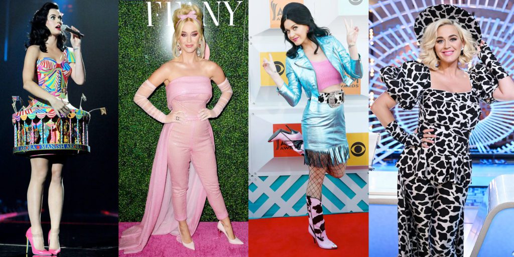 Pop superstar Katy Perry wearing wild and colorful outifts