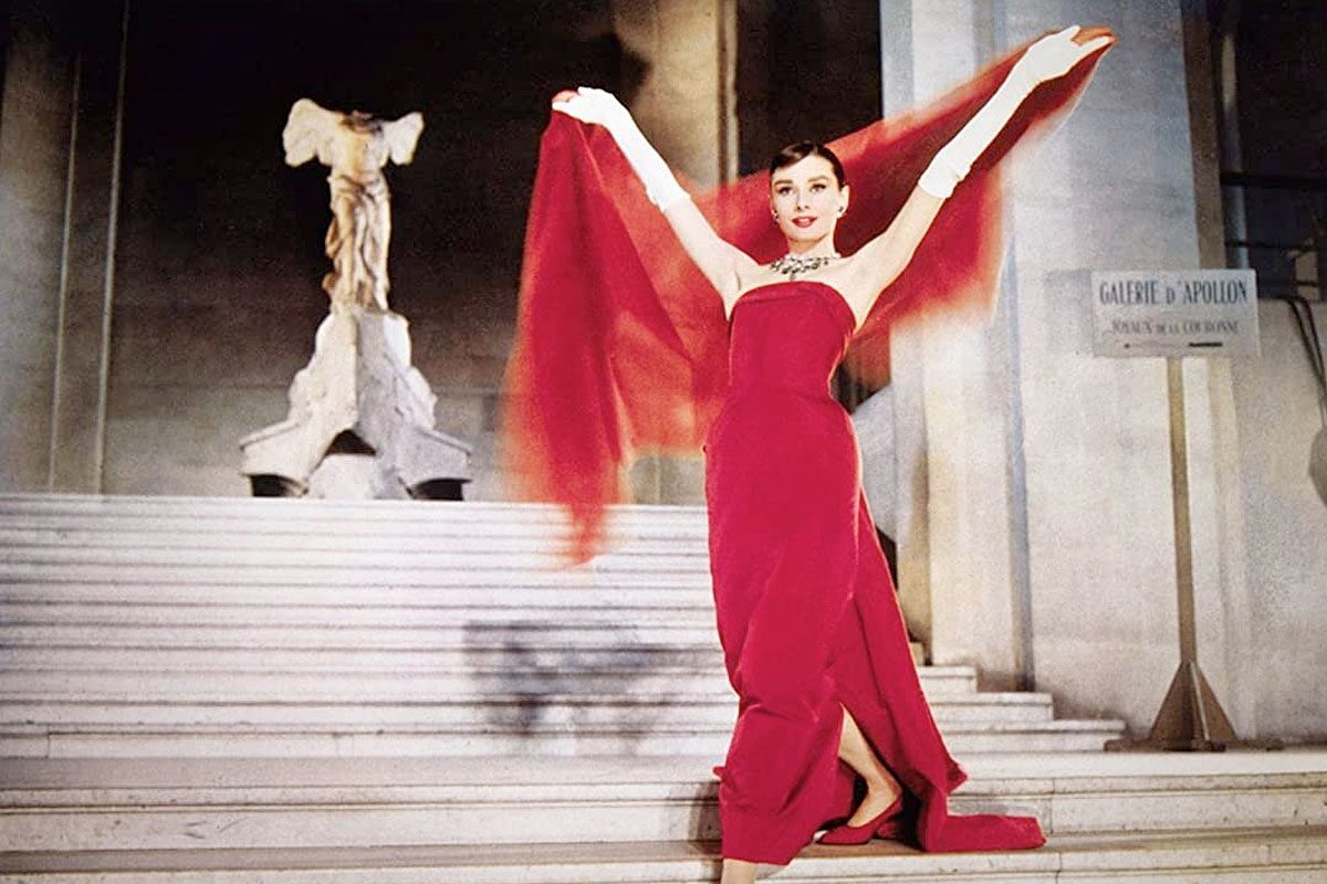 Audrey Hepburn in red givenchy gown in Funny Face