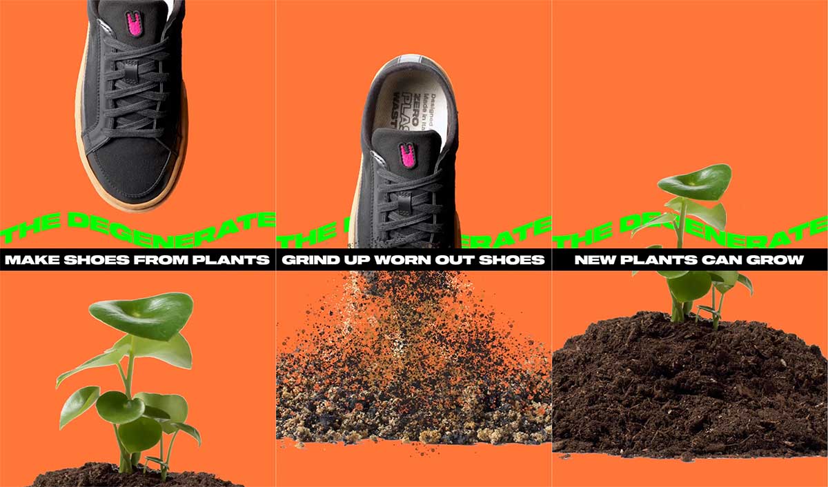 The DEGENERATE sneaker can be fully composted so new plants can grow
