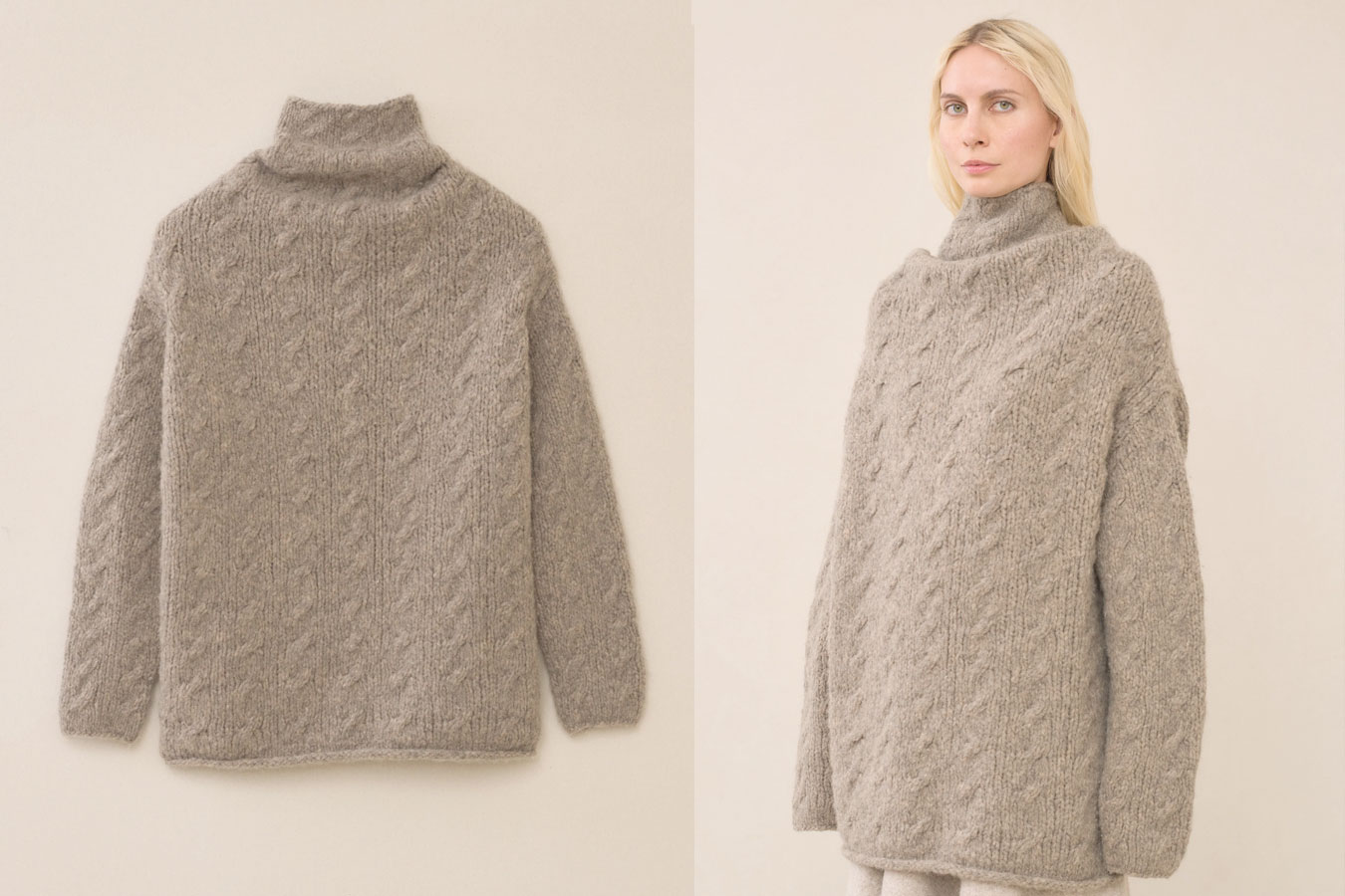 Lauren Manoogian handknit cable funnel sweater