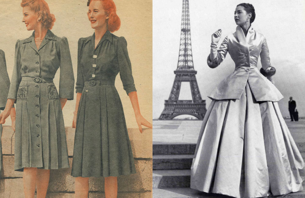Utility fashion in the early 1940s and Dior's New Look from 1947