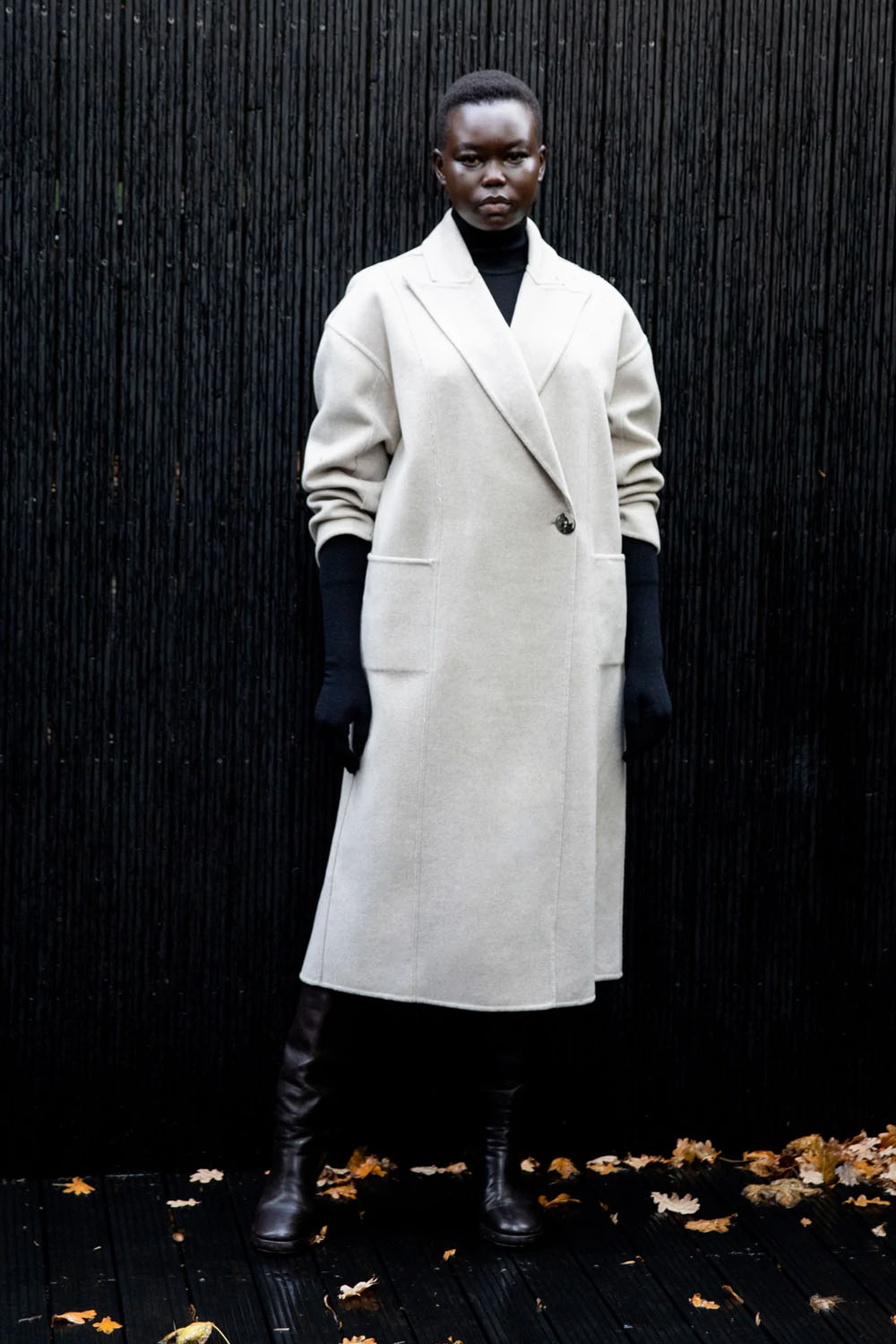 Attire Studio reversible wool coat in recycled wool beige or grey