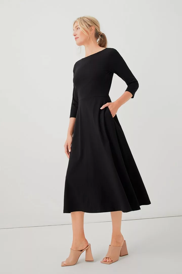 black dress with pockets and full skirt