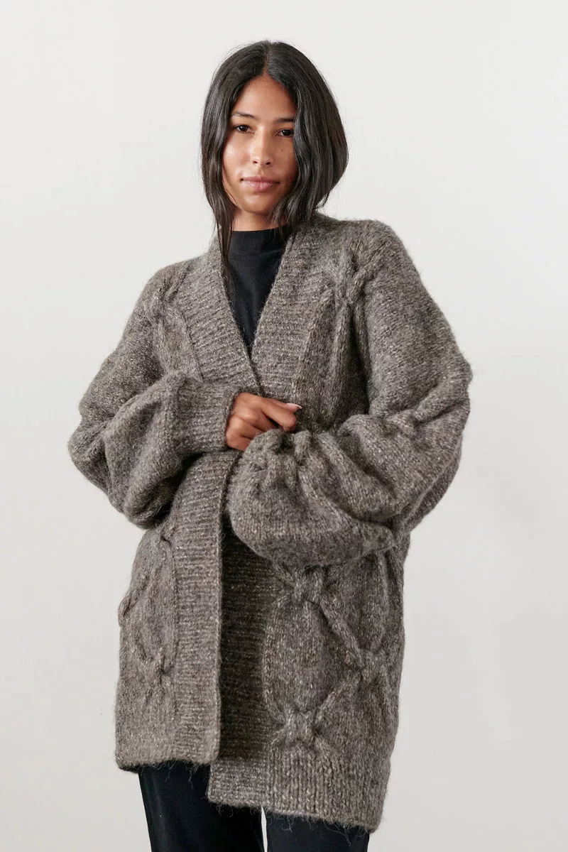 wol hide super oversized cable knit cardigan
