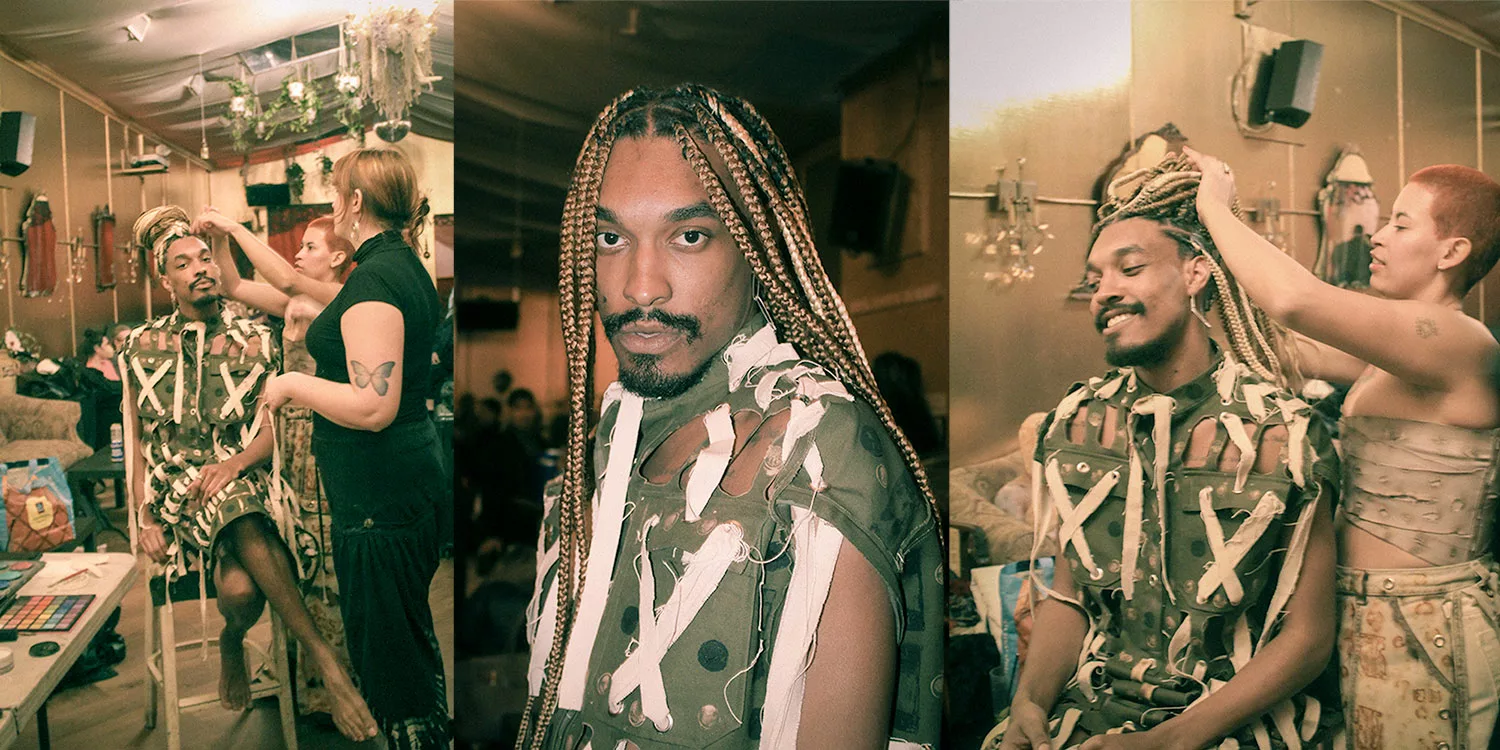 backstage at KRATER anti-fashion show at the house of YES in brooklyn