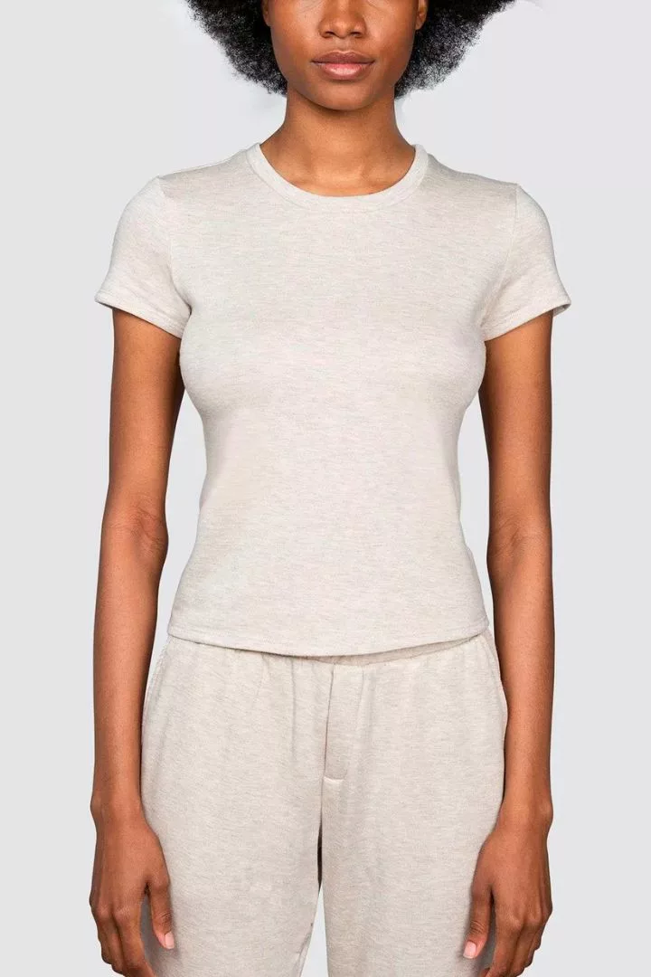 oatmeal colored sustainable t-shirt