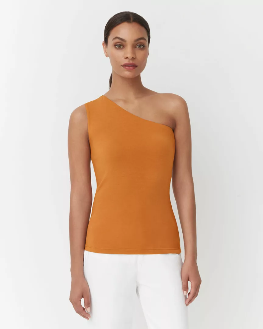 one shoulder orange top