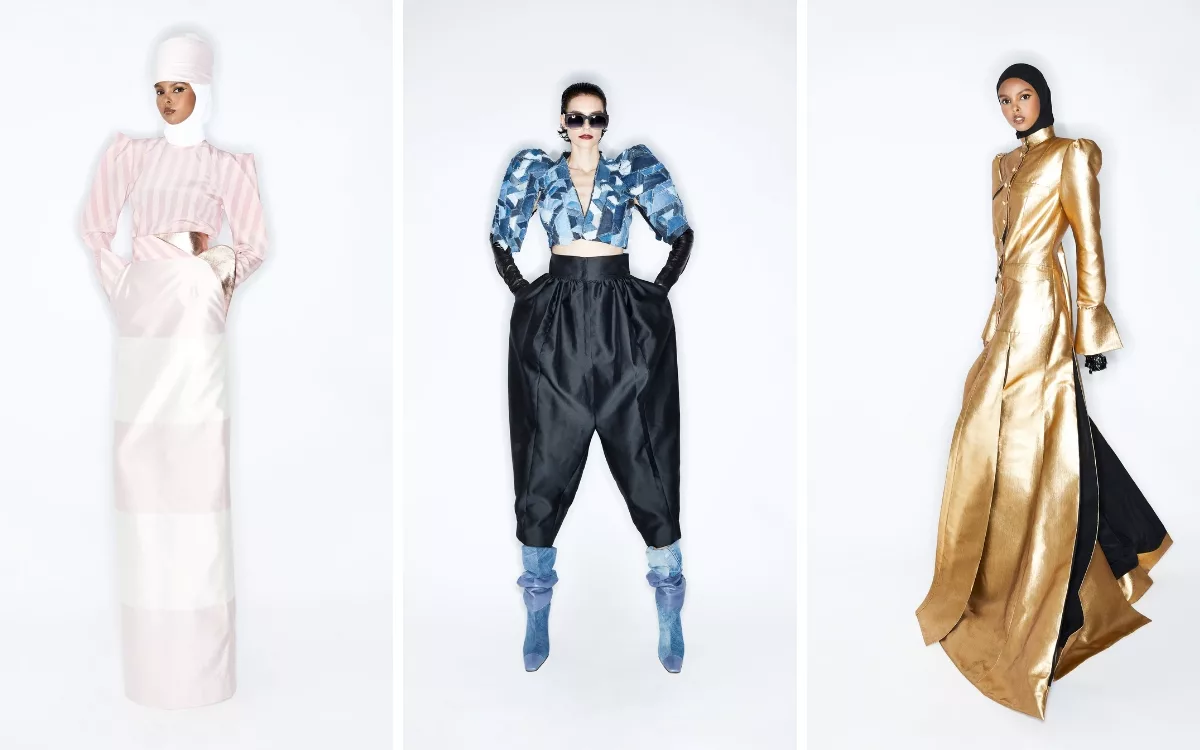3 looks from Ronald Van Der Kemps recent sustainable couture collection an ecofriendly fashion brand